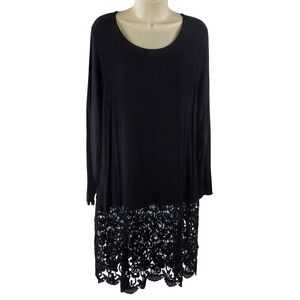 L & B Lucky And Blessed  Black Lace Hemmed Midi Dress